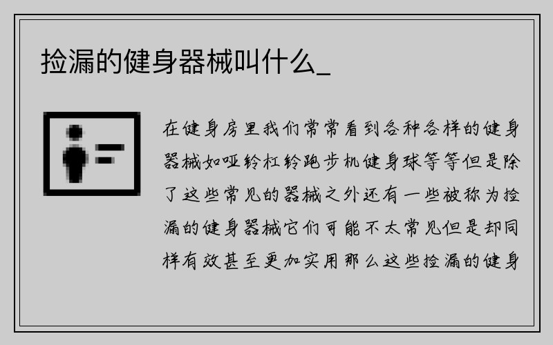 捡漏的健身器械叫什么_