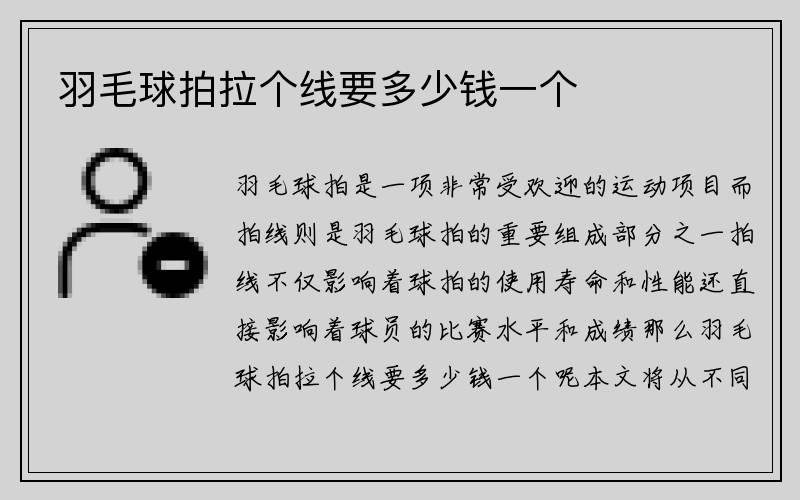 羽毛球拍拉个线要多少钱一个